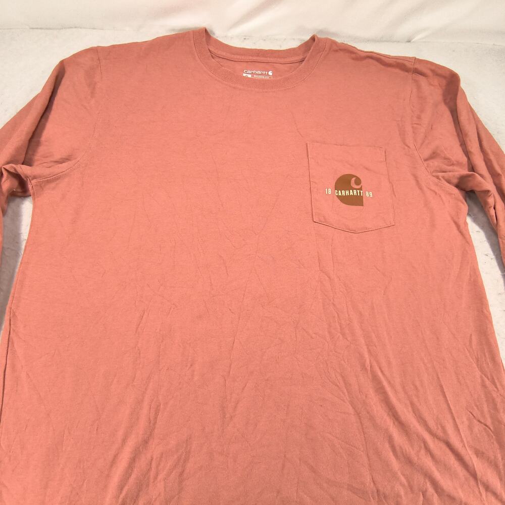 Carhartt Loose Fit Graphic Crew Neck Long Sleeve Shirt Mens Size XL Pink